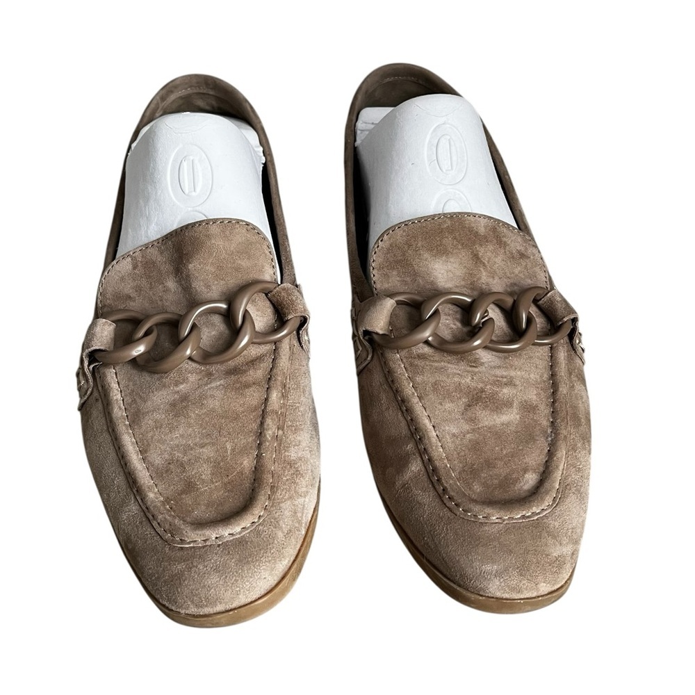 Steve Madden 8.5 Women Leather Tan Loafers Chain Y2K Academia Classic Preppy - Picture 2 of 10